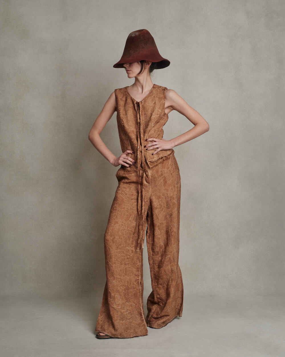 Masnada Italy - Pantalon wide brocado