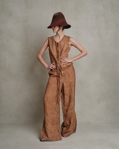 Masnada Italy - Pantalon wide brocado